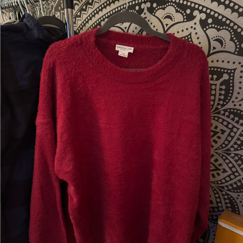 Chic Soul Such A Warm Heart Sweater, Red